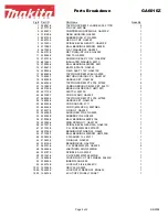 Предварительный просмотр 2 страницы Makita GA6010Z Parts Breakdown