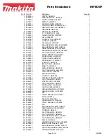 Предварительный просмотр 2 страницы Makita HR1830F Parts Breakdown