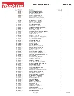 Preview for 2 page of Makita HR2432 Parts Breakdown