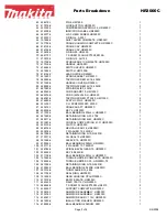 Предварительный просмотр 3 страницы Makita HR3000C Parts Breakdown