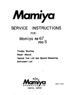 Mamiya RB67 Pro S Service Instructions Manual preview