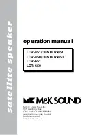 M&K Sound CENTER-850 Operation Manual предпросмотр