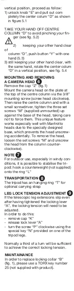 Preview for 5 page of Manfrotto ART. 190CXPRO3 User Manual