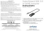 Manhattan SuperSpeed USB 3.0 to HDMI Adapter Instructions preview