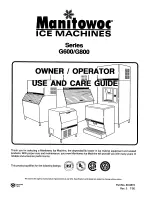 Manitowoc G600 Series Owner / Operator Use And Care Manual preview