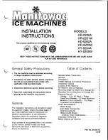 Manitowoc HR-0200A Installation Instructions Manual preview