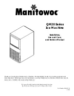 Manitowoc QM20 Series Installation, Use And Care, And Service Manual preview