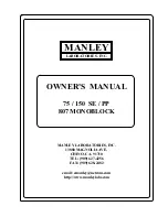 Предварительный просмотр 1 страницы Manley 150 PP 807 MONOBLOCK Owner'S Manual