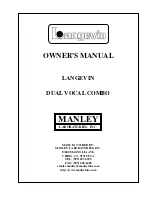 Предварительный просмотр 1 страницы Manley Langevin Dual Vocal Combo Owner'S Manual