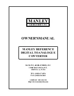 Manley MANLEY REFERENCE DIGITAL TO ANALOGUE CONVERTER Owner'S Manual preview