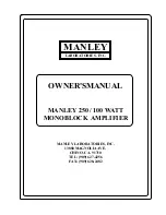 Manley MONOBLOCK AMPLIFIER Owner'S Manual предпросмотр