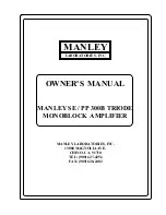 Preview for 1 page of Manley PP 300B TRIODE Owner'S Manual