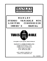 Preview for 1 page of Manley Stereo Variable MU Owner'S Manual