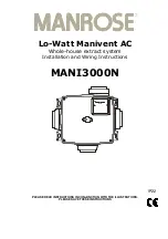 Preview for 1 page of Manrose MANI3000N Installation And Wiring Instructions