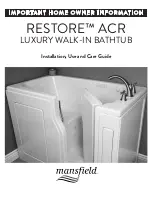 Mansfield Plumbing Restore ACR 8090 Installation, Use And Care Manual preview