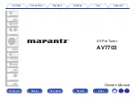 Marantz AV7703 Owner'S Manual preview