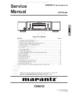 Предварительный просмотр 1 страницы Marantz CD6003 Service Manual