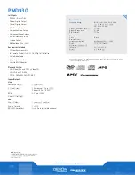 Preview for 2 page of Marantz PMD930 Specifications