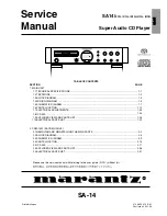 Предварительный просмотр 1 страницы Marantz SA-14 Service Manual