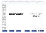 Предварительный просмотр 1 страницы Marantz SR8012 Owner'S Manual