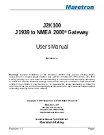 Предварительный просмотр 1 страницы Maretron J2K100 User Manual