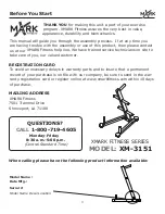 Предварительный просмотр 4 страницы Mark Fitness XM-3151 Owner'S Manual