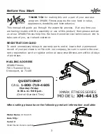 Preview for 3 page of Mark Fitness XM-4415 Owner'S Manual