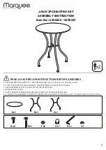 Предварительный просмотр 2 страницы Marquee JOLIE 0258236 Assembly Instruction