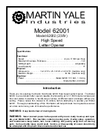 Предварительный просмотр 1 страницы Martin Yale Industries 62001 Manual