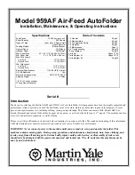 Martin Yale 959AF Installation, Maintenance & Operating Instructions preview