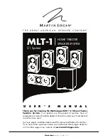 MartinLogan MLT-1 User Manual preview