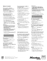 Preview for 2 page of Master Lock SAFESPACE 5423D Operating Instructions