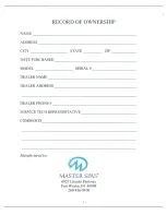 Preview for 2 page of Master Spas LEGEND  XTREME SERIES Owner'S Manual