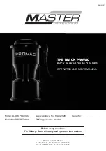 Master black provac Operator And Parts Manual preview