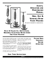 Preview for 1 page of MasterCraft FLOOR MACHINE Safety, Operation And Maintenance Manual