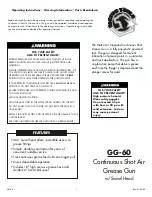 Matco Tools GG-60 Operating Instructions, Warning Information, Parts Breakdown preview