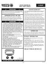 Matco Tools LUBJP Instruction Manual preview