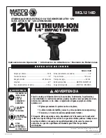 Preview for 8 page of Matco Tools MCL1214ID Operating Instructions Manual