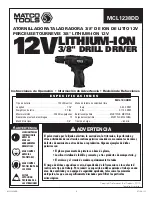 Preview for 8 page of Matco Tools MCL1238DD Operating Instructions Manual