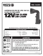 Matco Tools MCL12LEDA Operating Instructions Manual предпросмотр