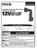 Preview for 14 page of Matco Tools MCL12LEDA Operating Instructions Manual