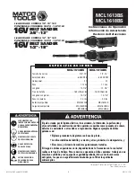 Preview for 8 page of Matco Tools MCL1613BS Operating Instructions Manual