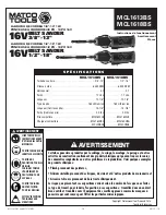 Preview for 14 page of Matco Tools MCL1613BS Operating Instructions Manual