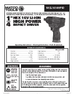 Preview for 1 page of Matco Tools MCL1614HPID Operating Instructions Manual