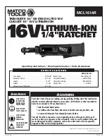 Matco Tools MCL1614R Operating Instructions Manual preview