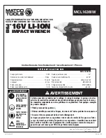 Preview for 15 page of Matco Tools MCL1638IW Operating Instructions Manual