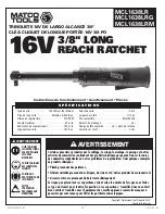 Preview for 14 page of Matco Tools MCL1638LR Operating Instructions Manual