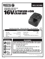 Preview for 1 page of Matco Tools MCL16CHRG Operating Instructions Manual