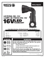 Matco Tools MCL16LED Operating Instructions Manual preview