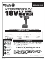 Preview for 1 page of Matco Tools MCL1812DD Operating Instructions Manual